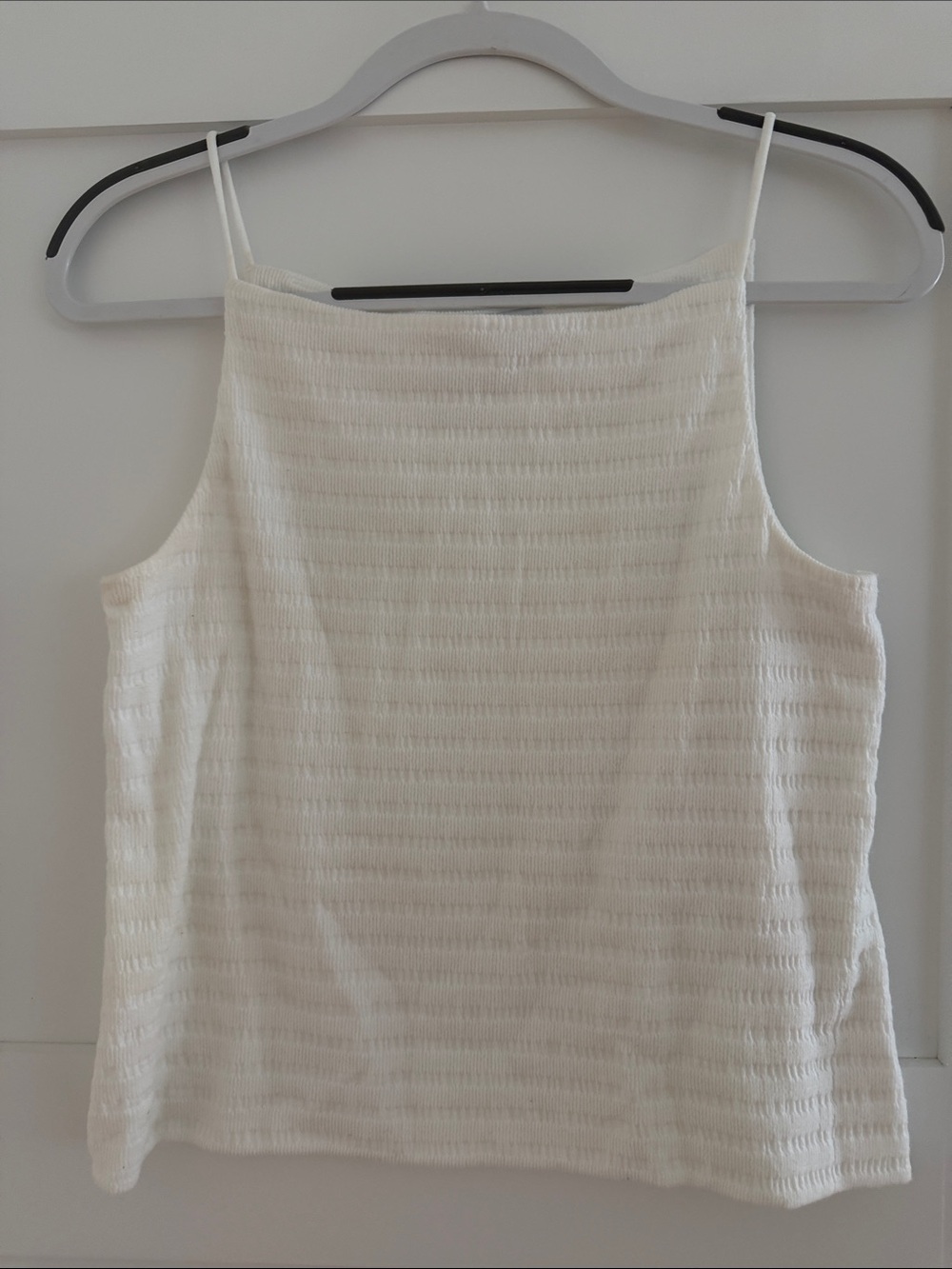 LNA Smocked Knit Tank Top | Ivory/Off White | Size Large